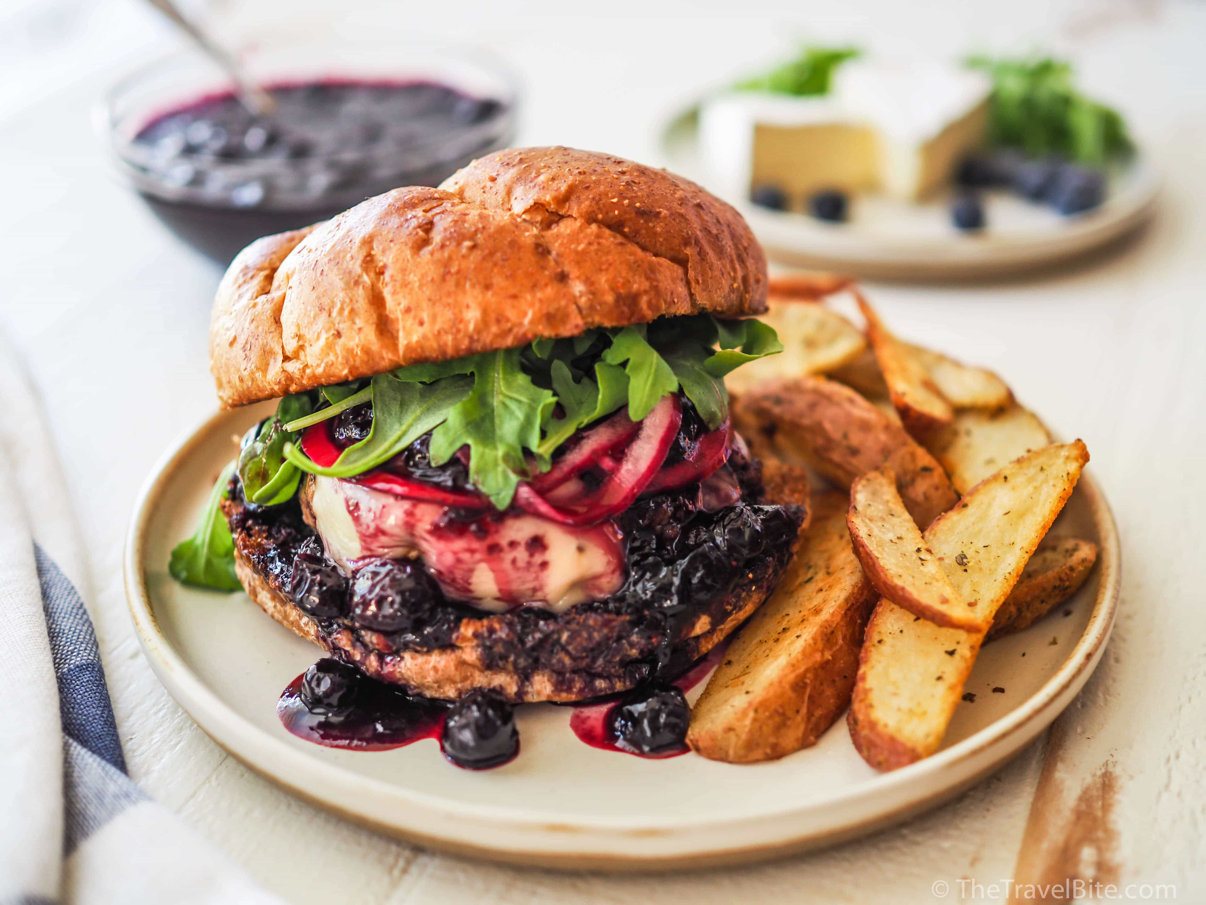 Balsamic Blueberry And Brie Burgers The Travel Bite 