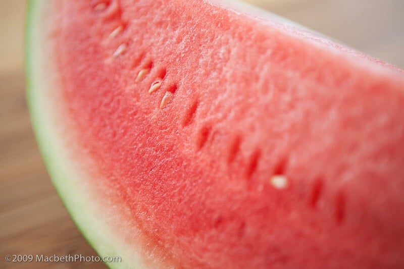 Close up of a quarter watermelon.