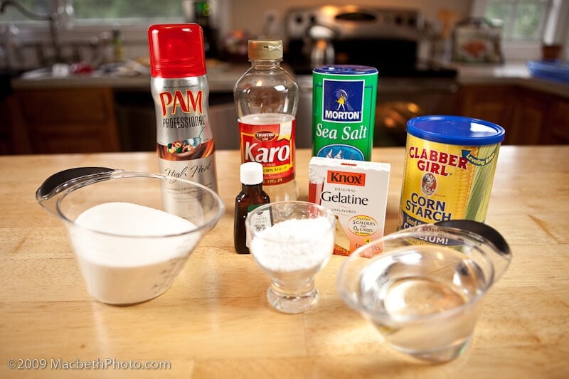 ingredients for homemade marshmallow on countertop