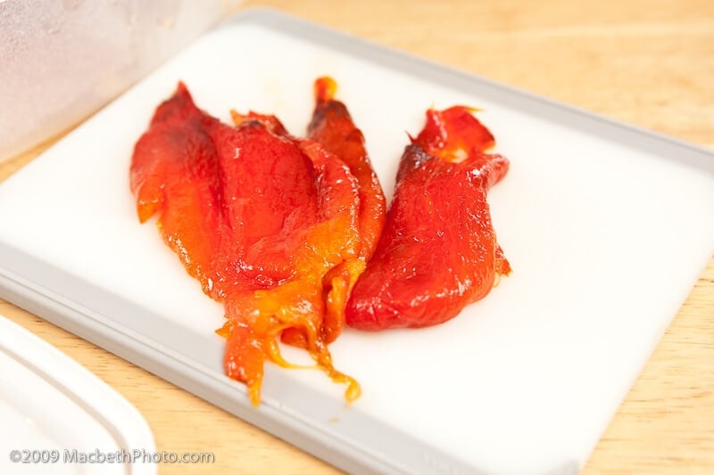 Finished roasted red peppers.