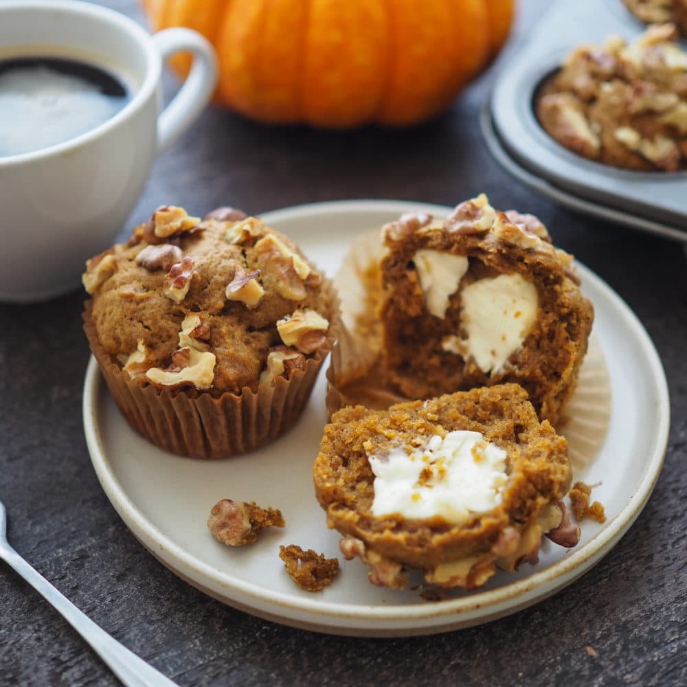 Pumpkin Cream Cheese Muffins - TheTravelBite.com