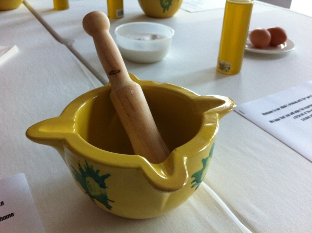 A traditional aioli mortar and pestle. 