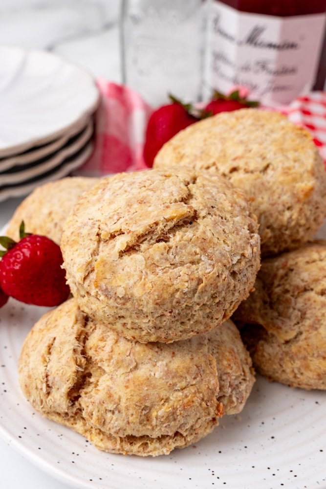 plate of whole wheat biscuits