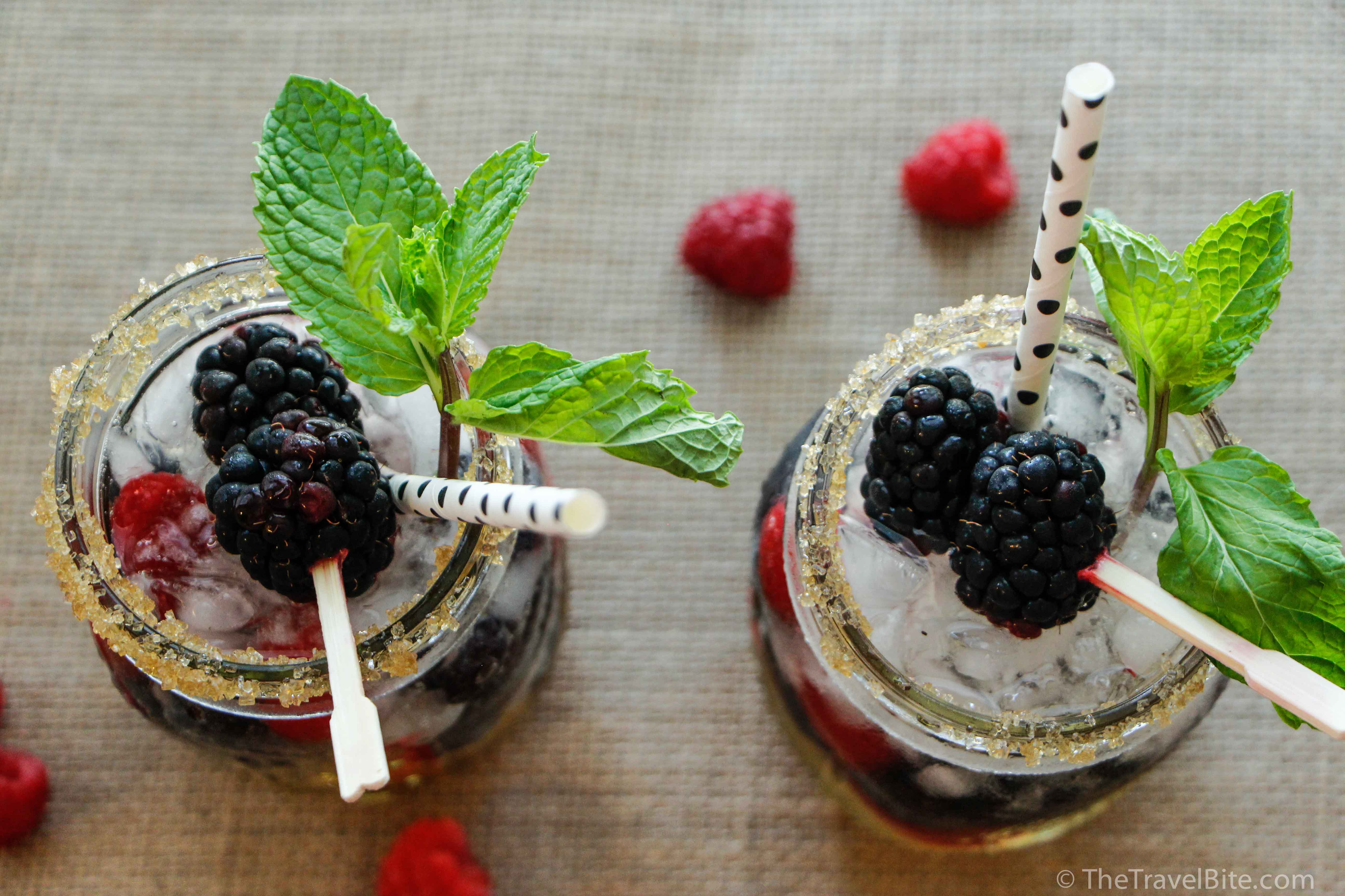 Berry Cobbler Gin Cocktail (Overhead Photo)