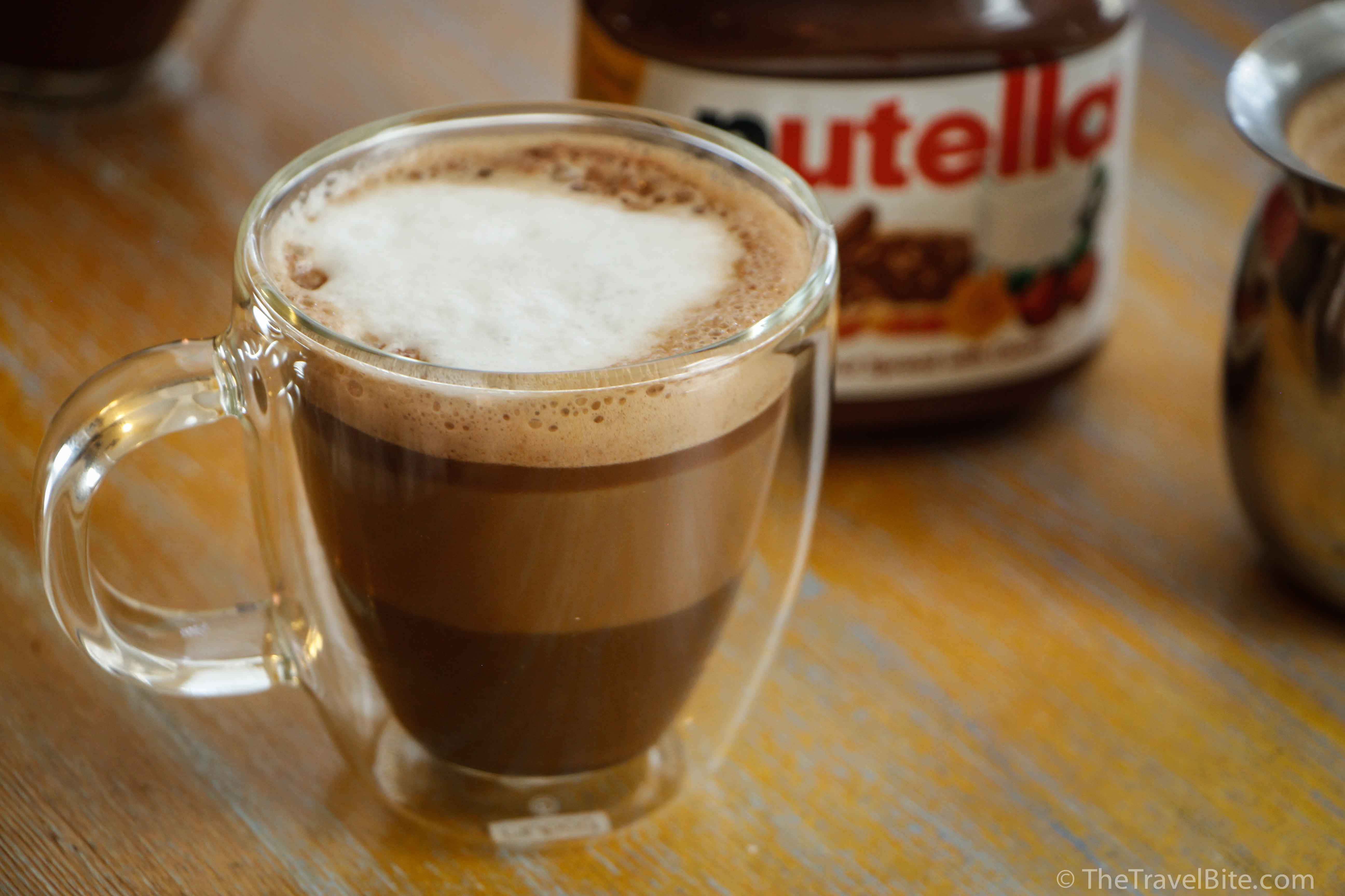 Coffee Mocca made by Nutella, Espresso and milk Stock Photo - Alamy