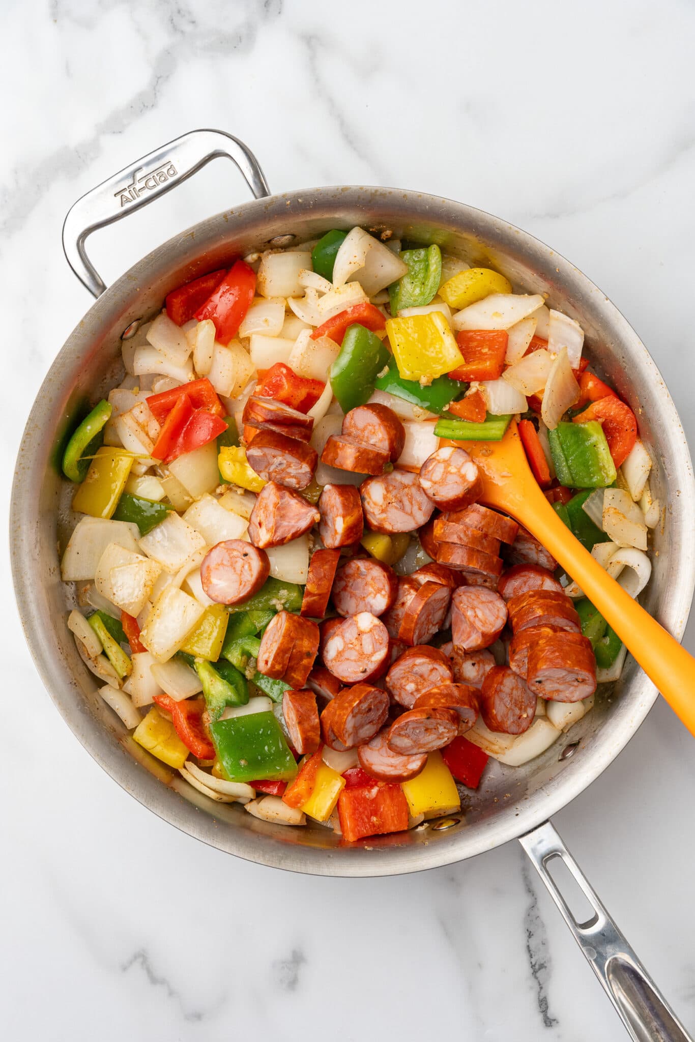 Andouille Sausage With Cheesy Grits