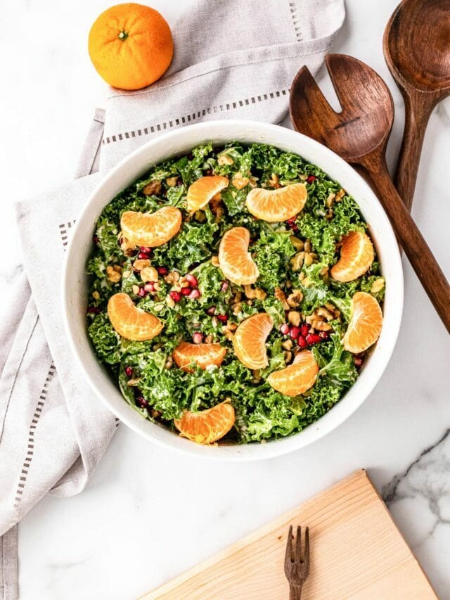 Healthy Kale Salad with Tangy Yogurt Dressing