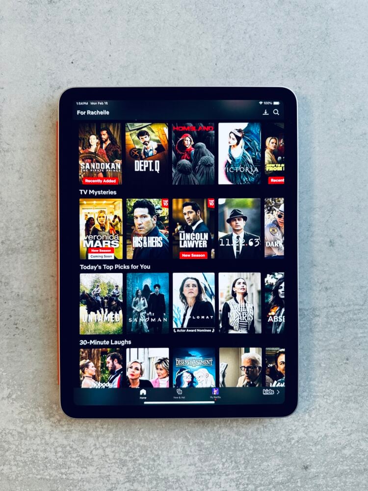 iPad Pro showing Netflix selection