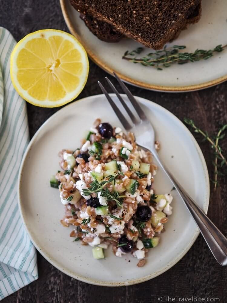 lemon cucumber farro salad