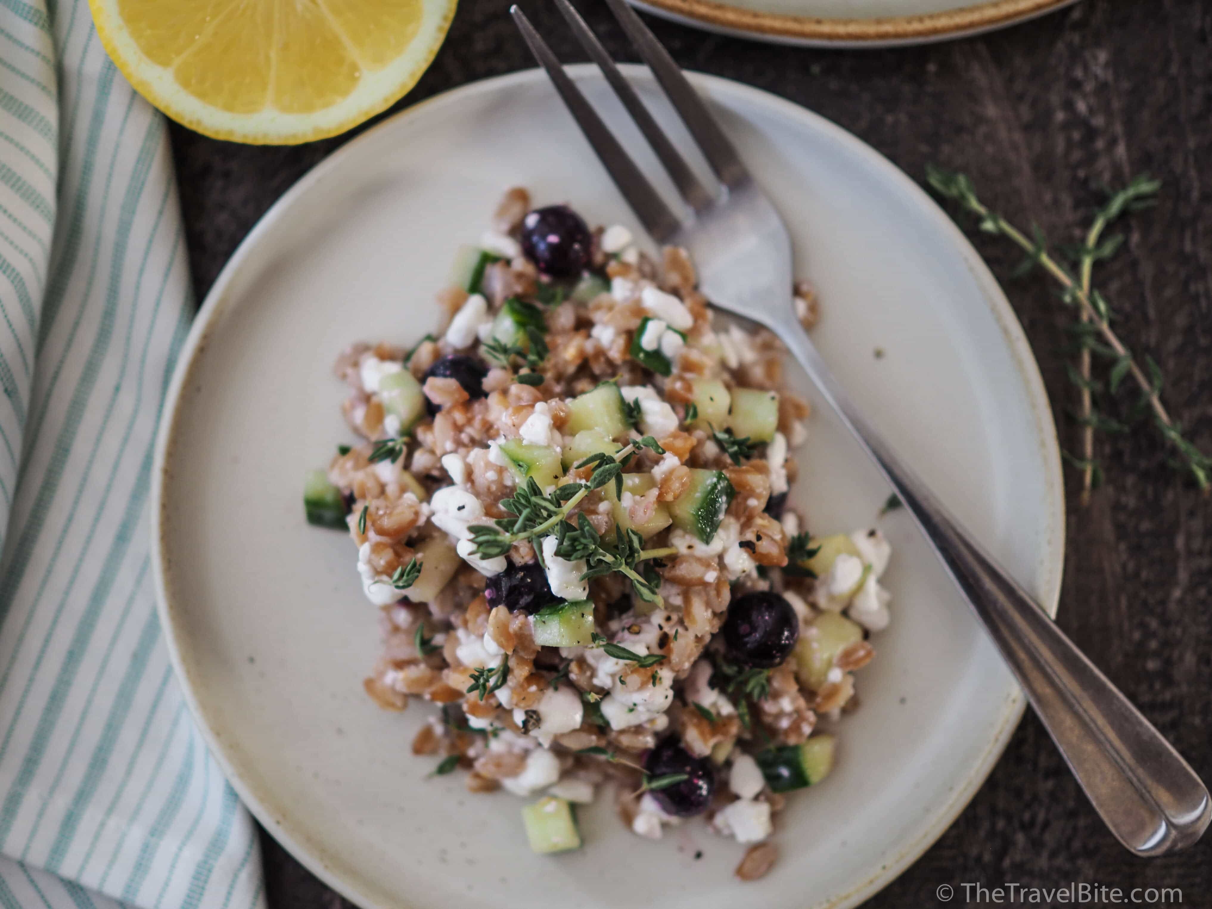 Farro Salad With Lemon & Berries – The Travel Bite