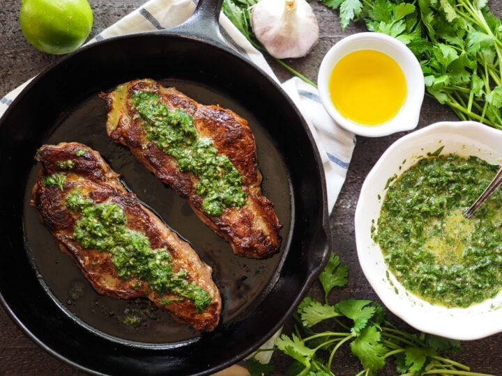 Bowl of chimichurri sauce