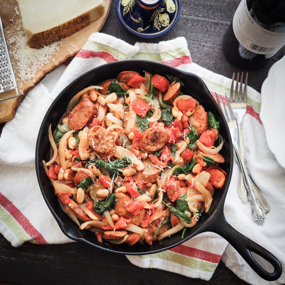 Cannellini Beans with Italian Sausage and Spinach