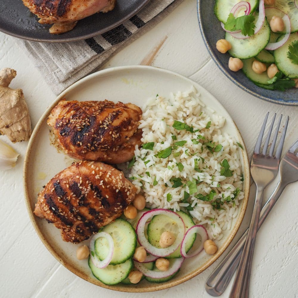 Sesame Chicken with Coconut Cilantro Rice