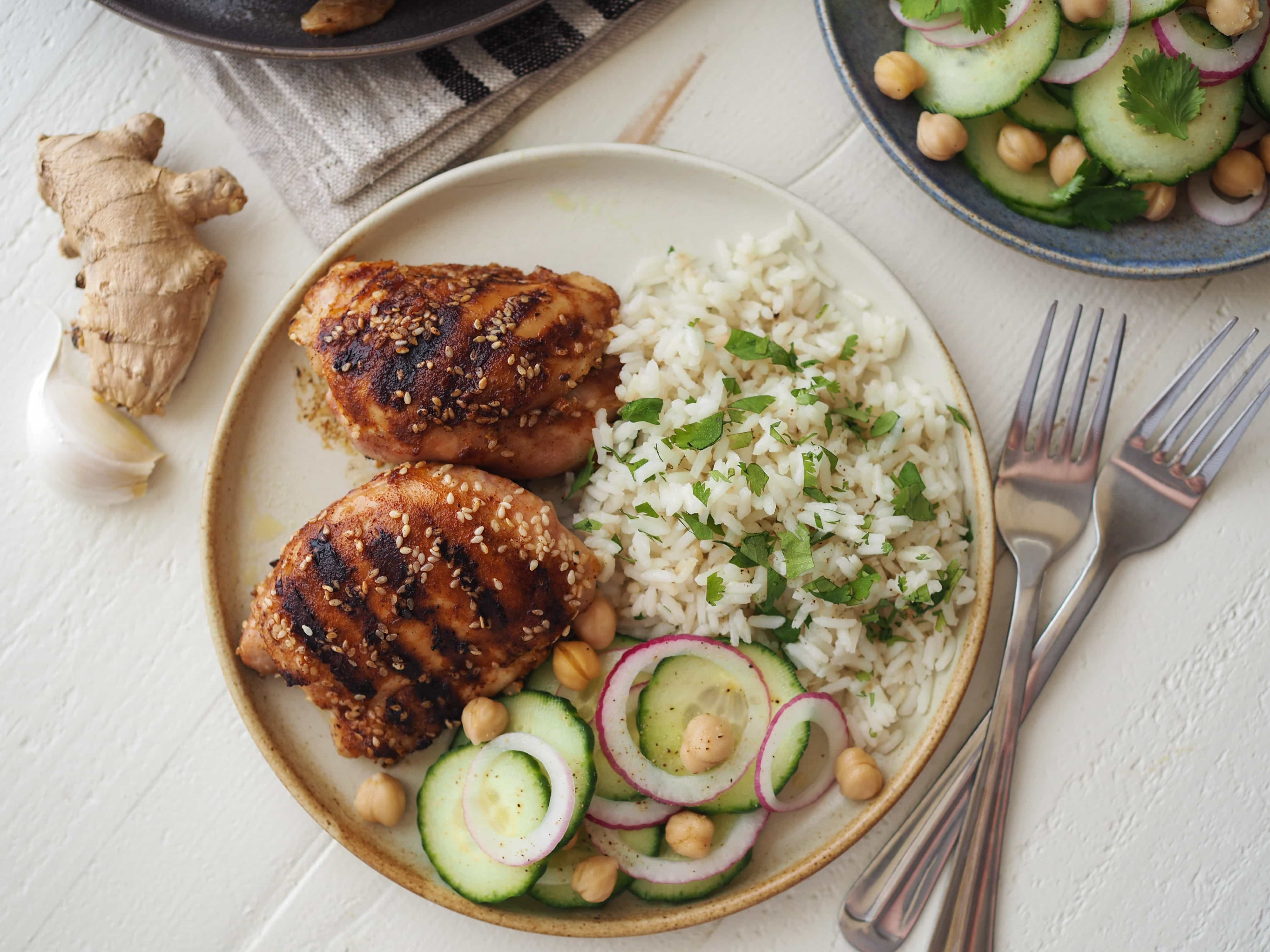 Sesame Chicken with Coconut Cilantro Rice