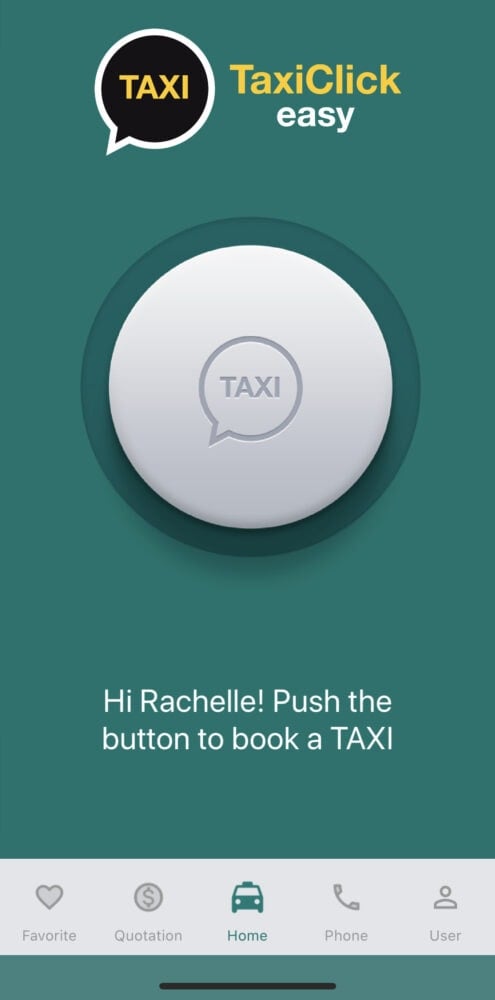 An example of the TaxiClick app to use while in Bologna to order a taxi.