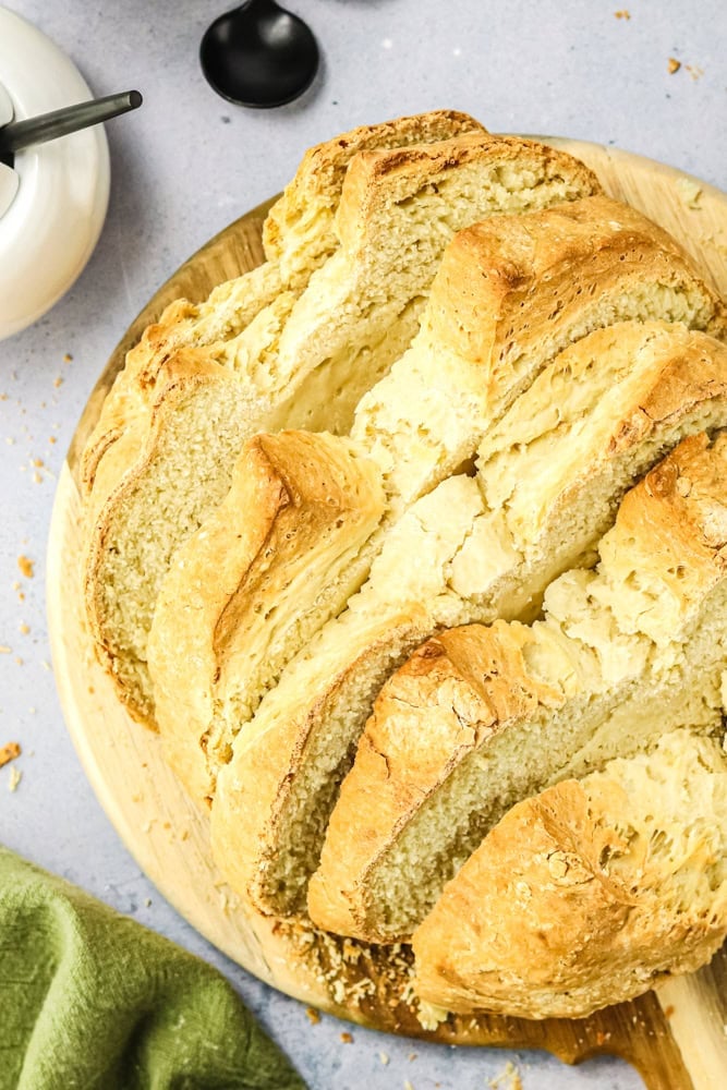 slices of Irish soda bread on a wood board