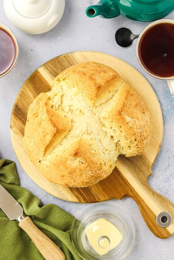 serving authentic Irish soda bread with tea and butter