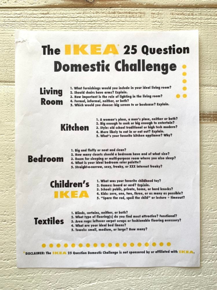 Ikea Date Night Challenge Worksheet - TheTravelBite.com