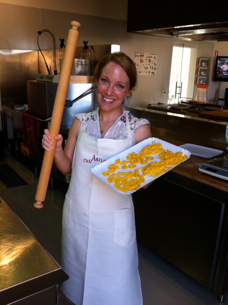 Rachelle making pasta in Casa Artusi