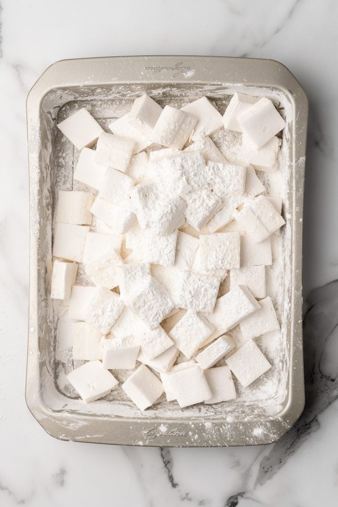 pan of homemade marshmallows