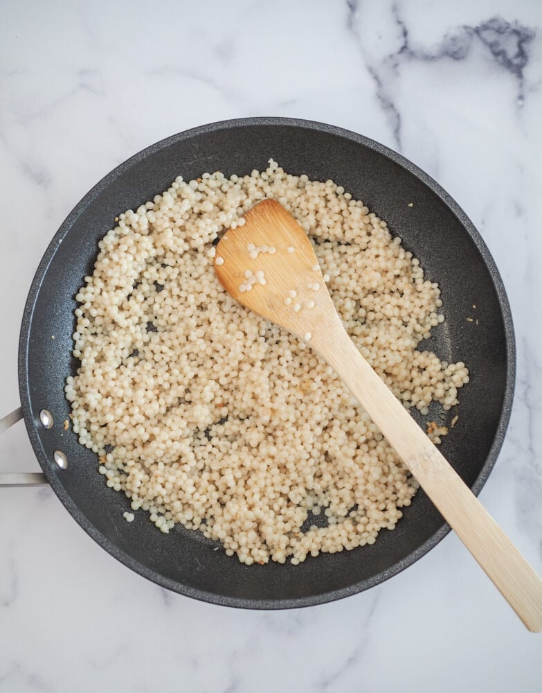 Large nonstick skillet with pearl couscous