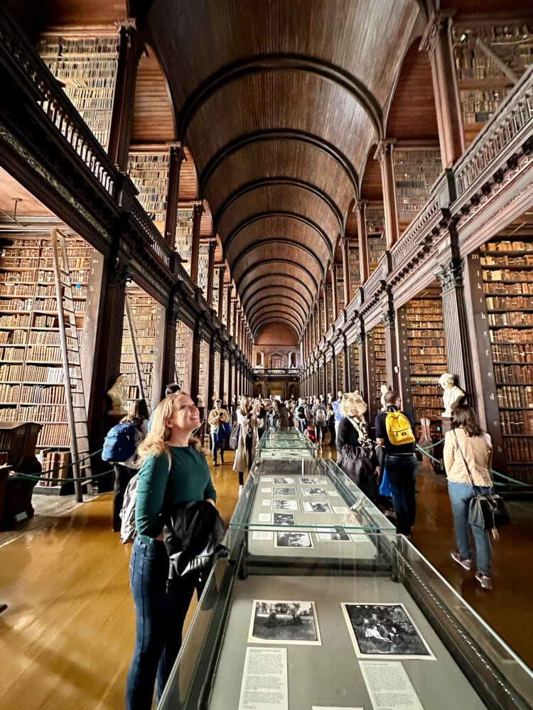 Visiting the library at Trinity College, Dublin, Ireland.
