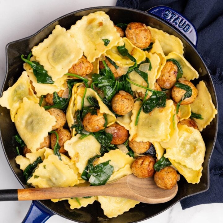 Ravioli and Meatballs Skillet