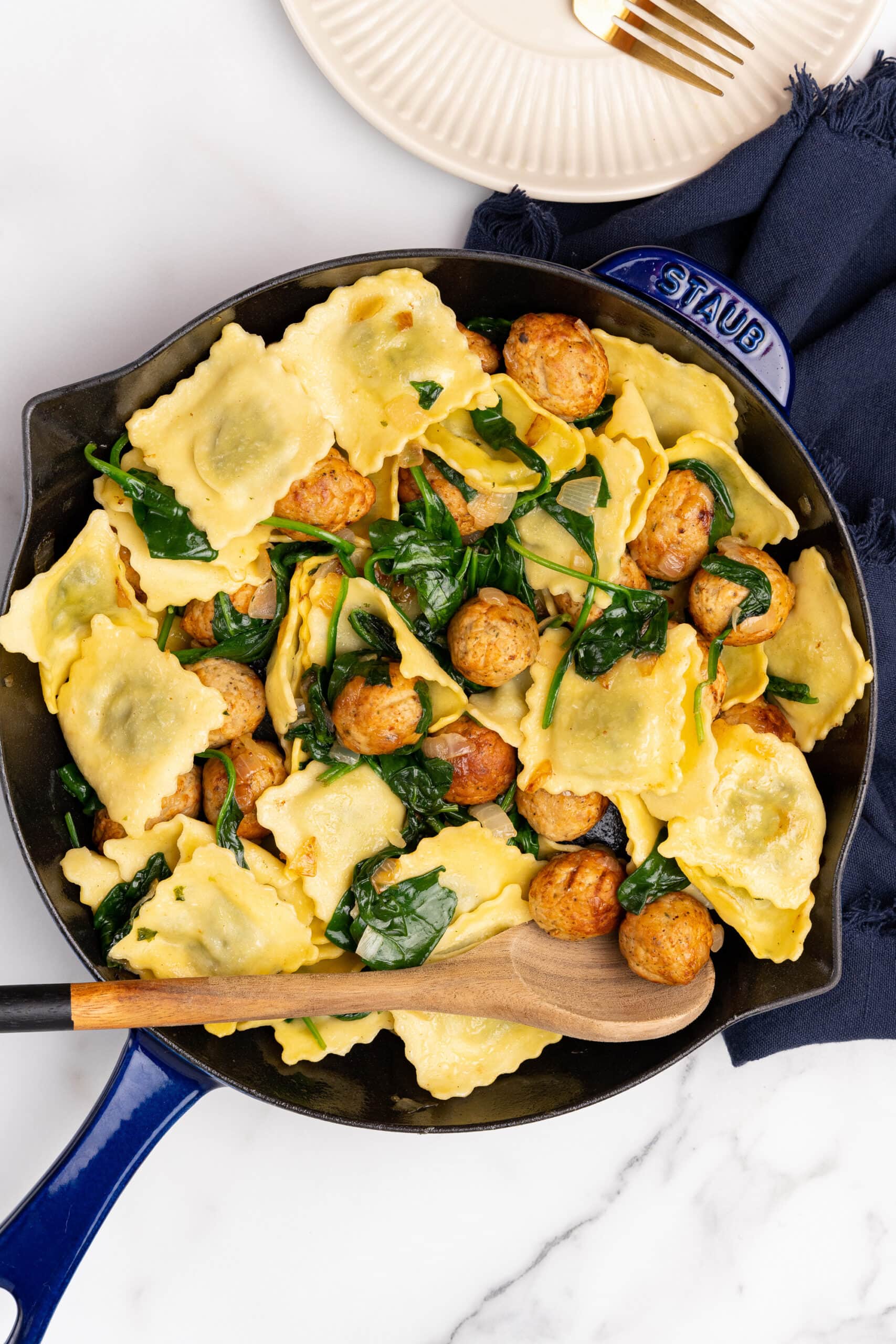 Easy Ravioli and Meatballs Skillet – The Travel Bite
