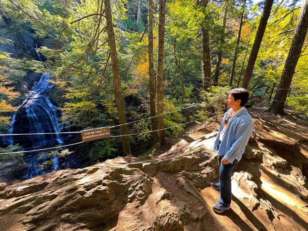 Pete looking out at Moss Glen Falls.