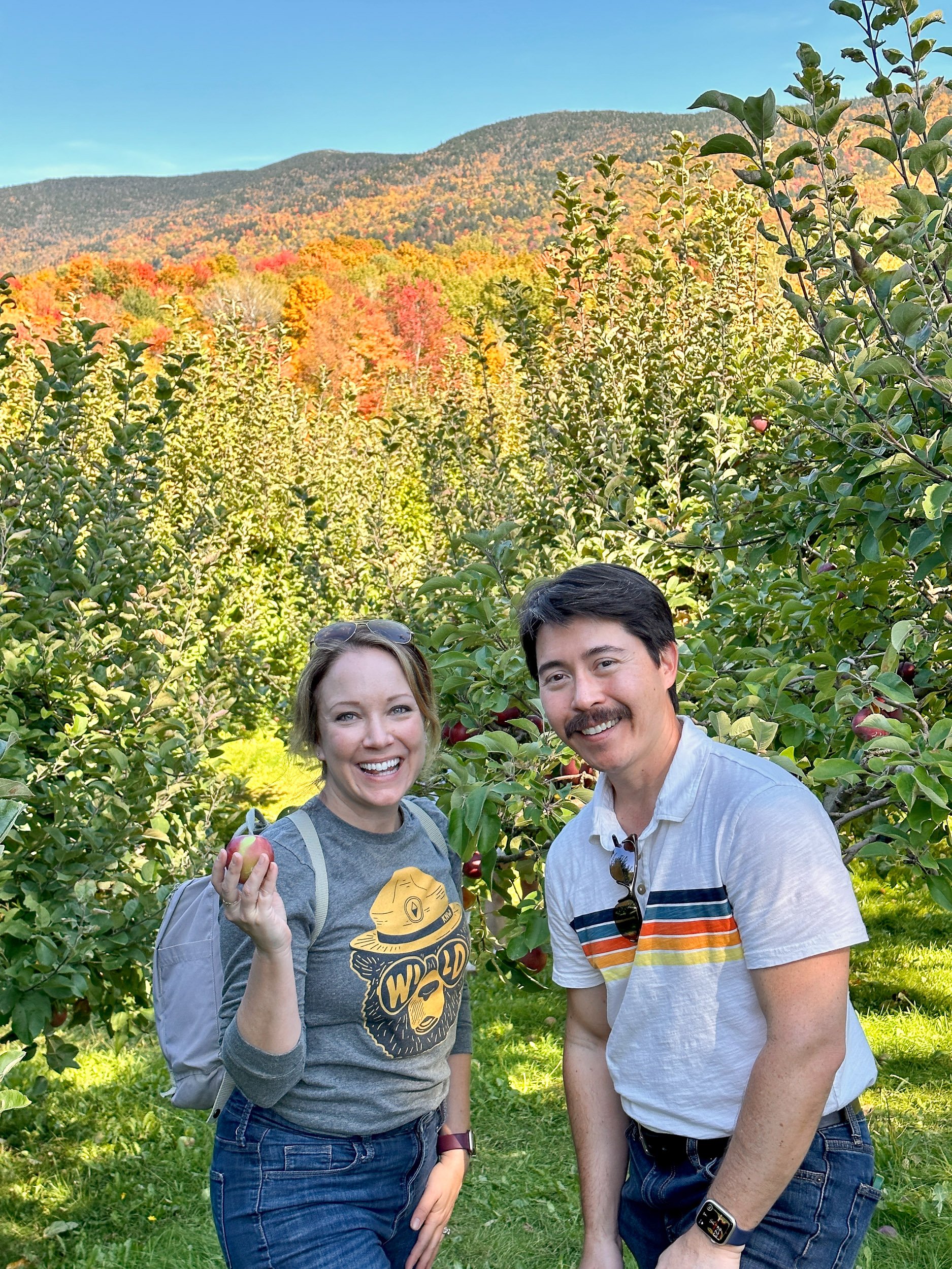 Rachelle and Pete apple picking in Vermont.