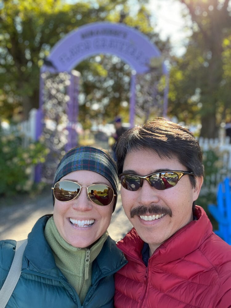 Rachelle and Pete outside the Flavor Graveyard at Ben & Jerry's