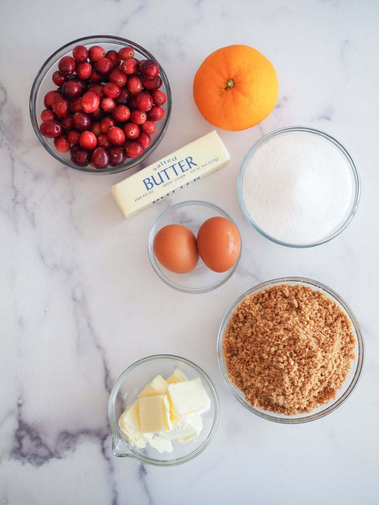 Ingredients to make a cranberry tart