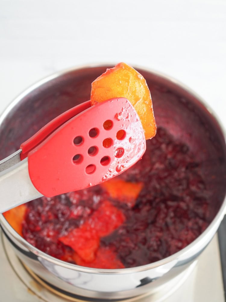 removing orange peel from cranberry sauce