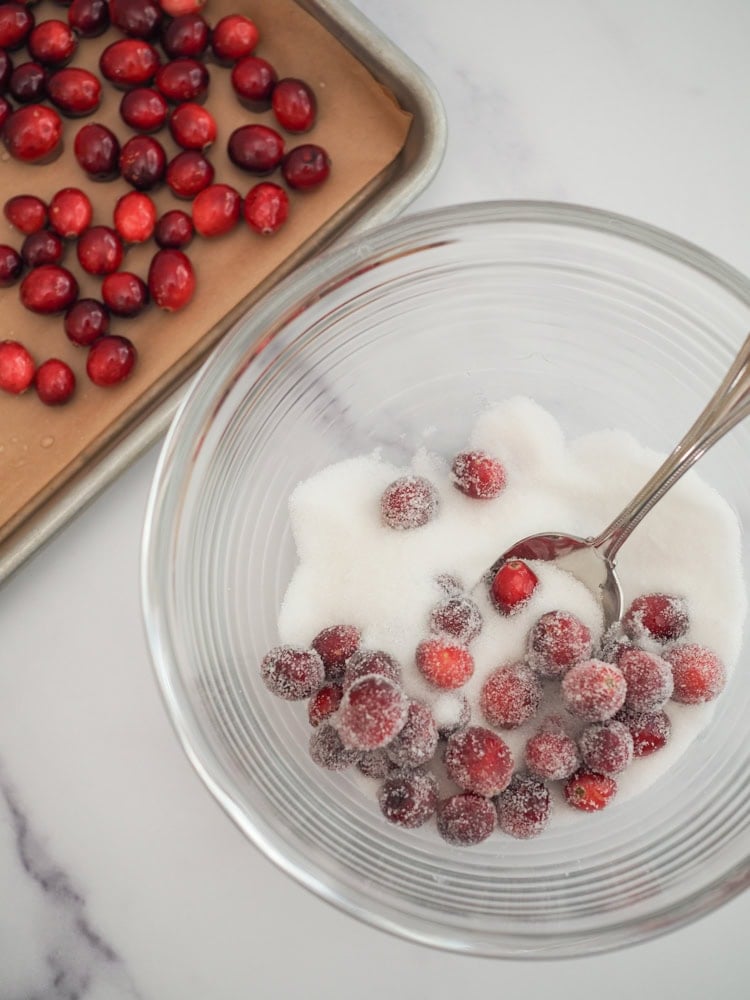 coating cranberries in sugar