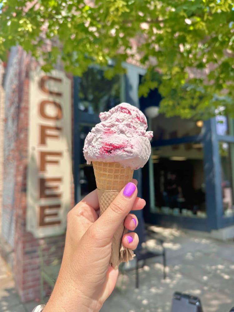 Lavender ice cream at Chapter's Books and Coffee