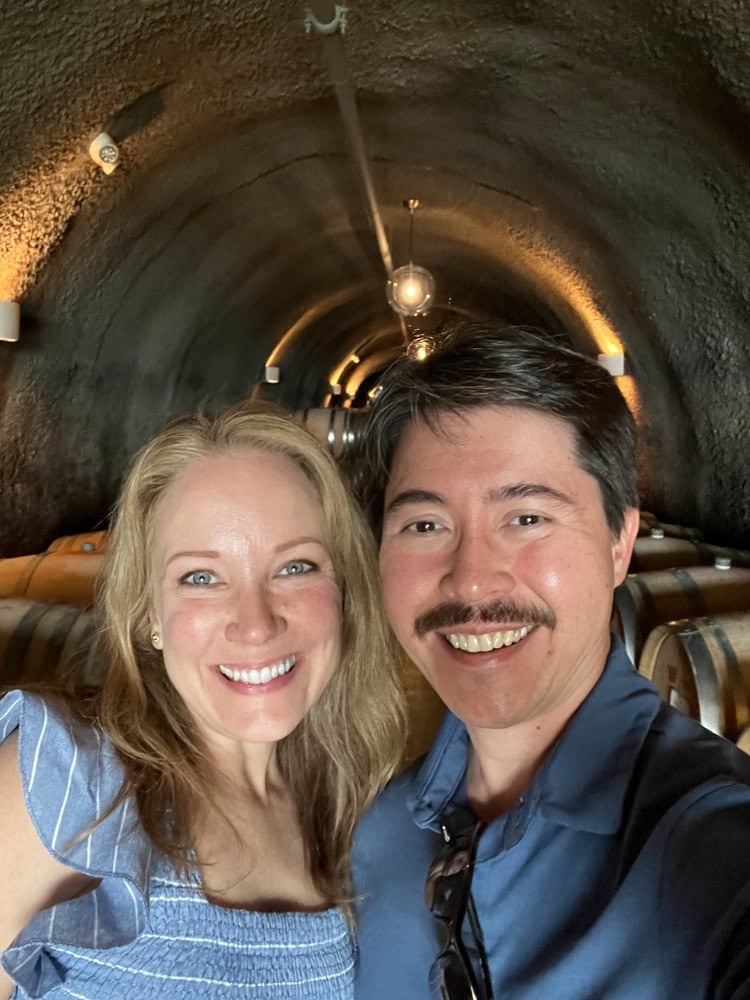 Rachele and Pete in wine cave