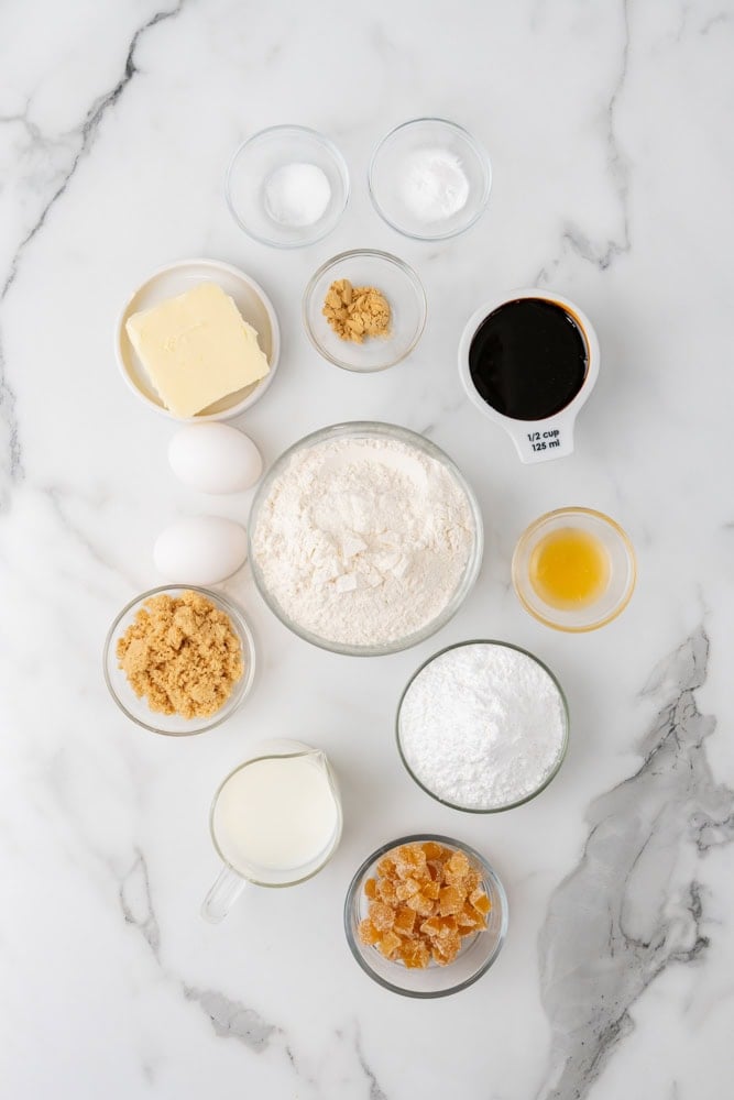 ingredients to make welsh gingerbread loaf