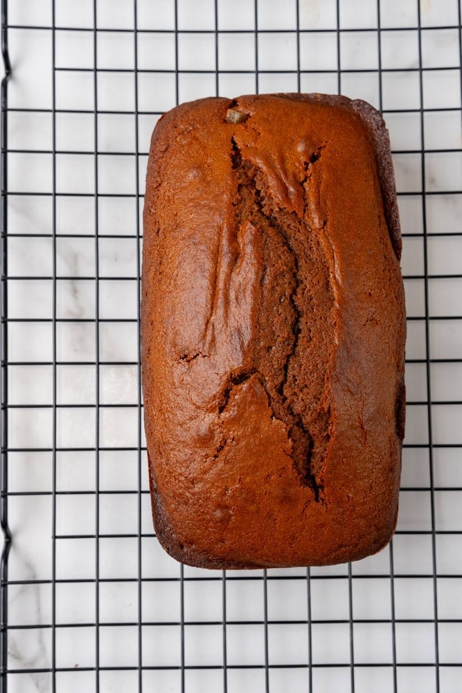 gingerbread loaf cooling on wire rack