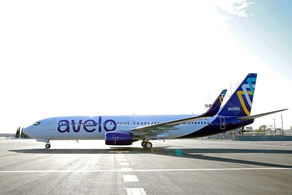 BURBANK, CALIFORNIA - APRIL 07 The Avelo aircraft is seen at Hollywood Burbank Airport on April 07, 2021 in Burbank, California. Photo by Joe Scarnici Getty Images for Avelo