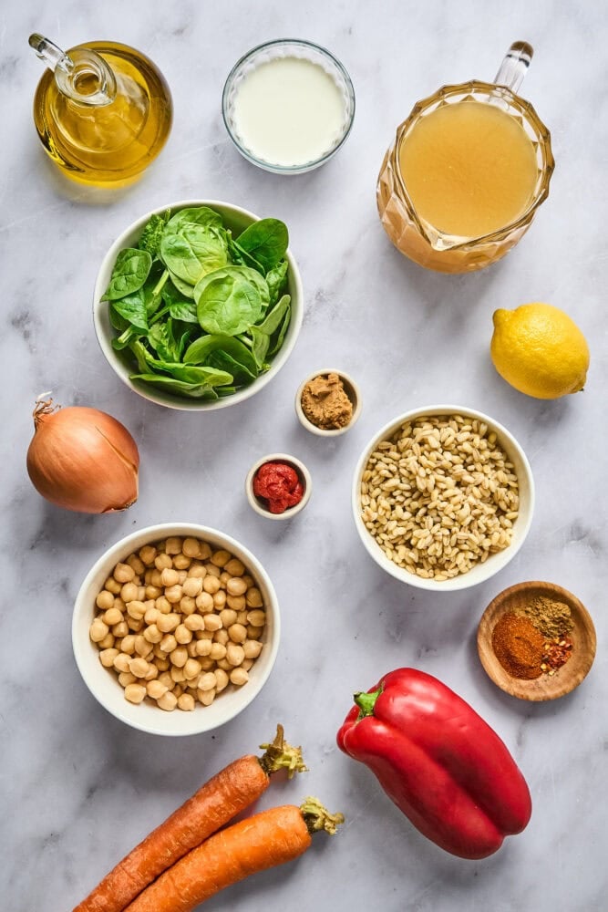 ingredients to make creamy chickpea stew