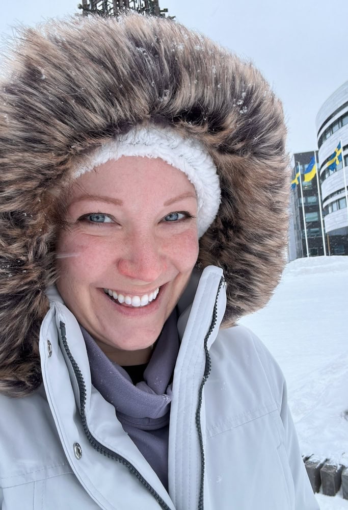 Rachelle in Winter parka from Land's End