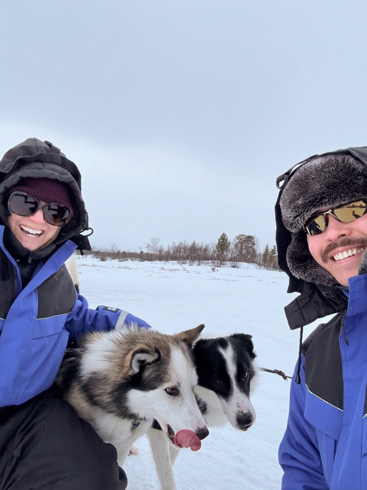 rachelle and Pete by huskies