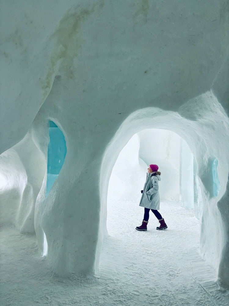 Rachelle inside the ice hotel