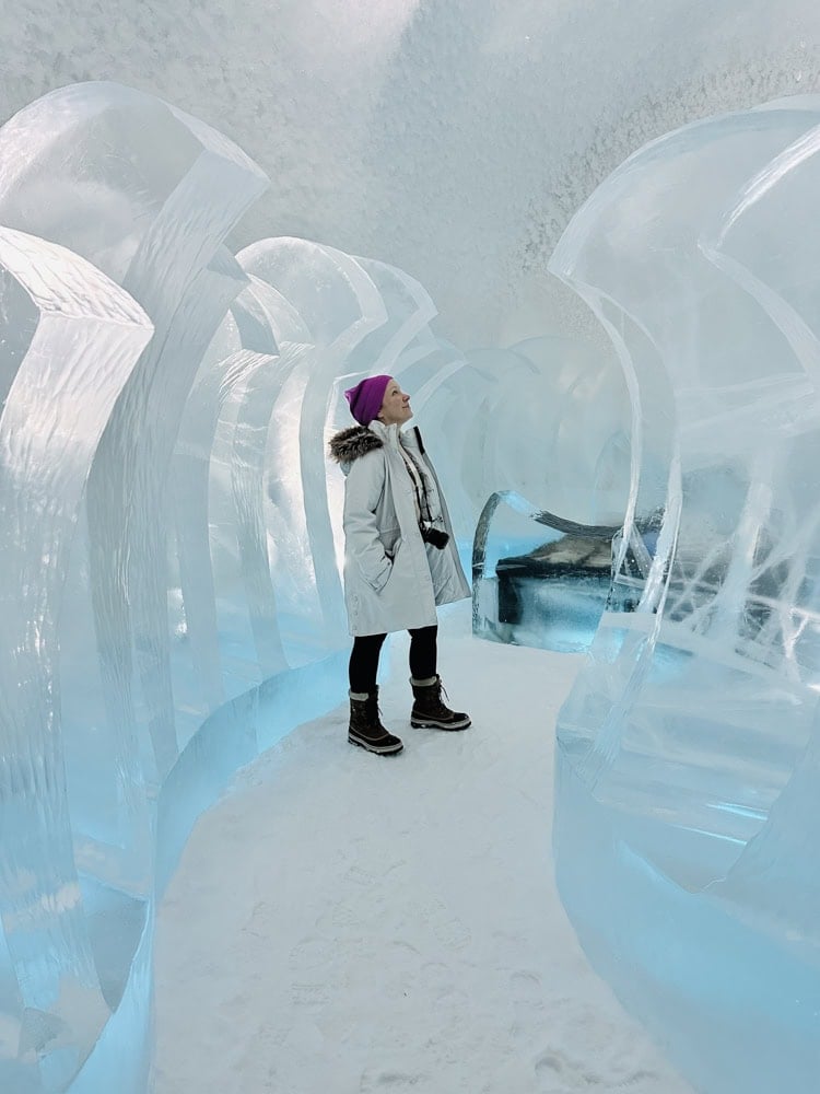 Rachelle inside the ice hotel
