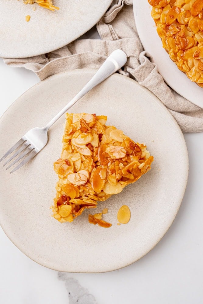 slice of almond tart on a plate