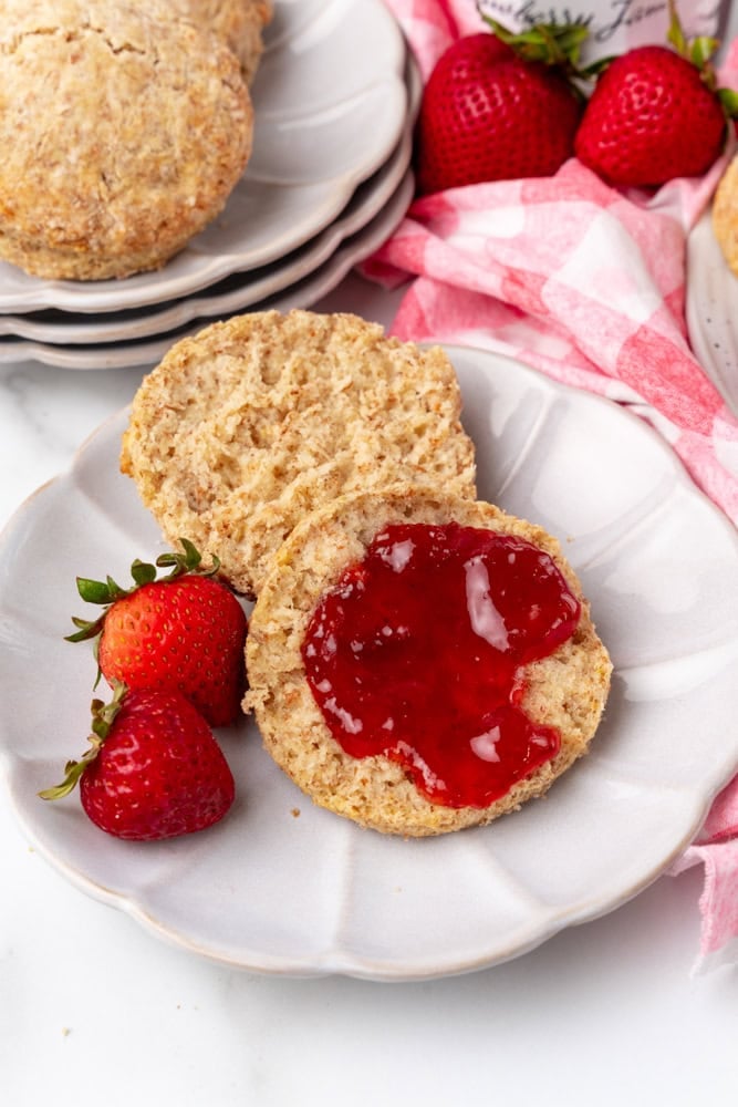 whole wheat biscuit with strawberry jam