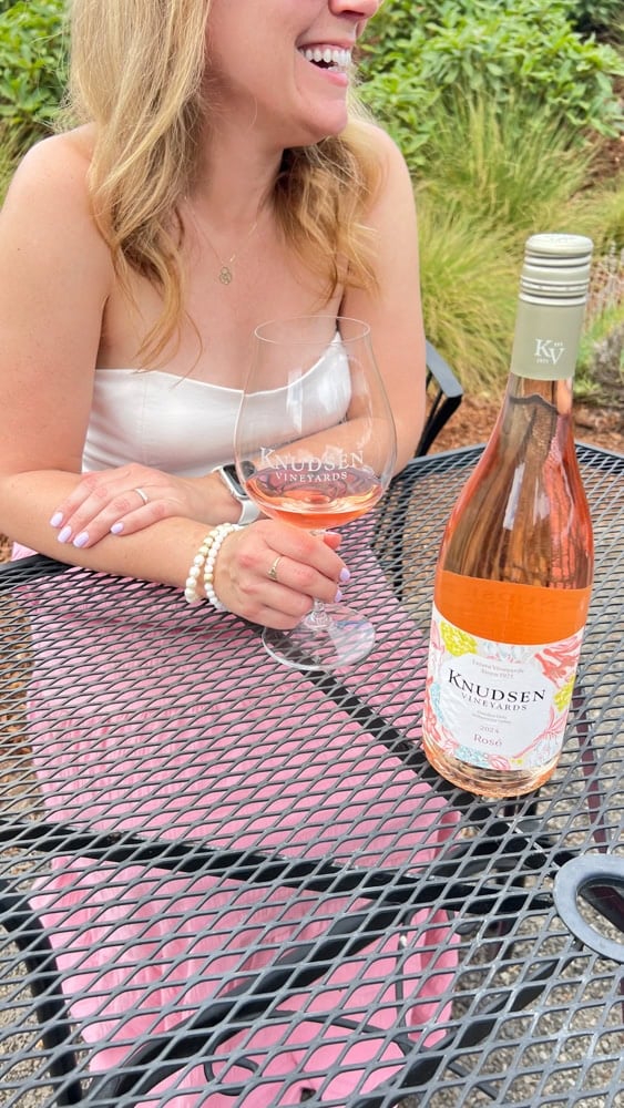 Rachelle sipping wine