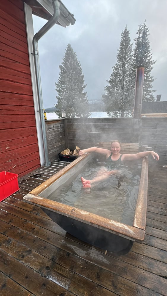 Rachelle in a hot tub