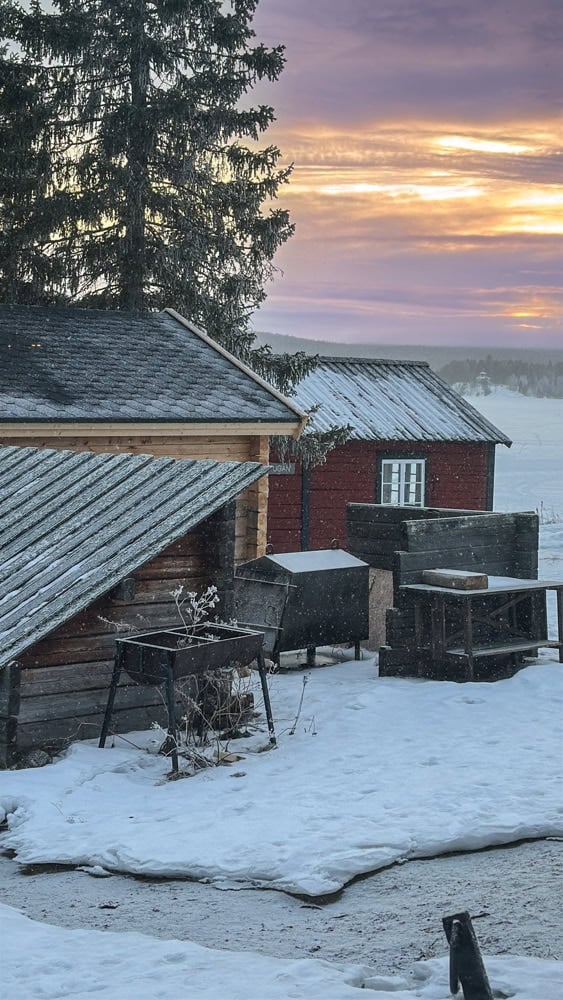 view of sunset from our cottage