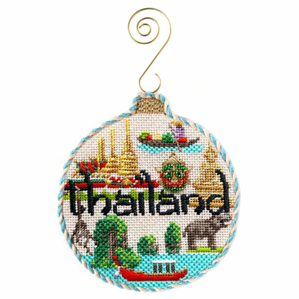 Thailand needlepoint ornament craft travel gift for women.